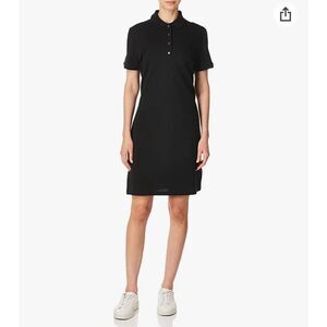 Lacoste Women’s Classic Stretch Pique Polo Black Slim Short Sleeve Dress Sz 34